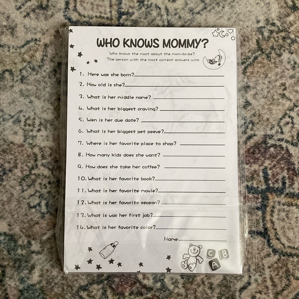 ‼️CLEARANCE‼️ 🍼🚼 Baby Shower Trivia Game